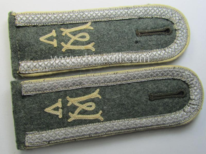 Pair of early- (ie. mid-) war-period WH (Heeres), 'M40'-pattern (rounded-styled and neatly 'cyphered') NCO-type shoulderstraps as was intended for an: 'Uffz. des Wehr-Ersatzdienstelle im Wehrkreises V'