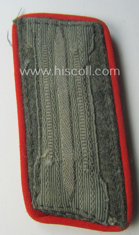 Mid- (ie. later-) war-period - albeit regrettably single! - WH (Heeres) field-grey-coloured, woolen-based- and/or bright-red-piped: 'Sturmgeschütze'-collar-tab having a greyish-toned 'Einheitskragenspiegel' attached