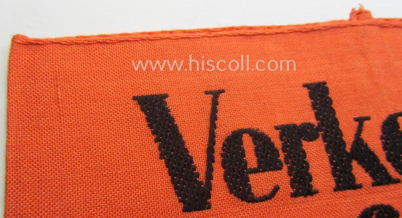 WH (Heeres) related armband (ie. 'Armbinde') entitled: 'Verkehrs-Aufsicht' (being of the 'partly-woven'-type in a technique similar to the 'BeVo'-weave pattern)