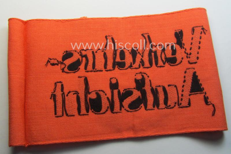 WH (Heeres) related armband (ie. 'Armbinde') entitled: 'Verkehrs-Aufsicht' (being of the 'partly-woven'-type in a technique similar to the 'BeVo'-weave pattern)