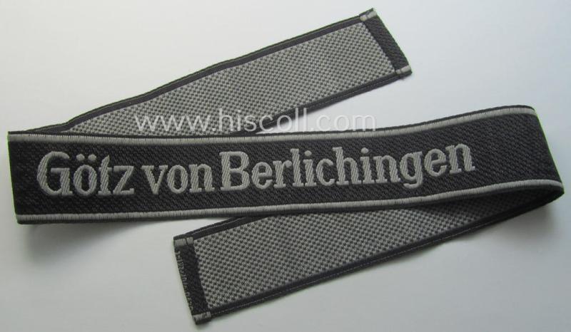 Waffen-SS 1943/44-pattern cuff-title (ie. 'Ärmelstreifen') as executed in typical 'BeVo'-weave-pattern as was intended for a member within the: '17. SS-Panzergrenadier-Division “Götz von Berlichingen”