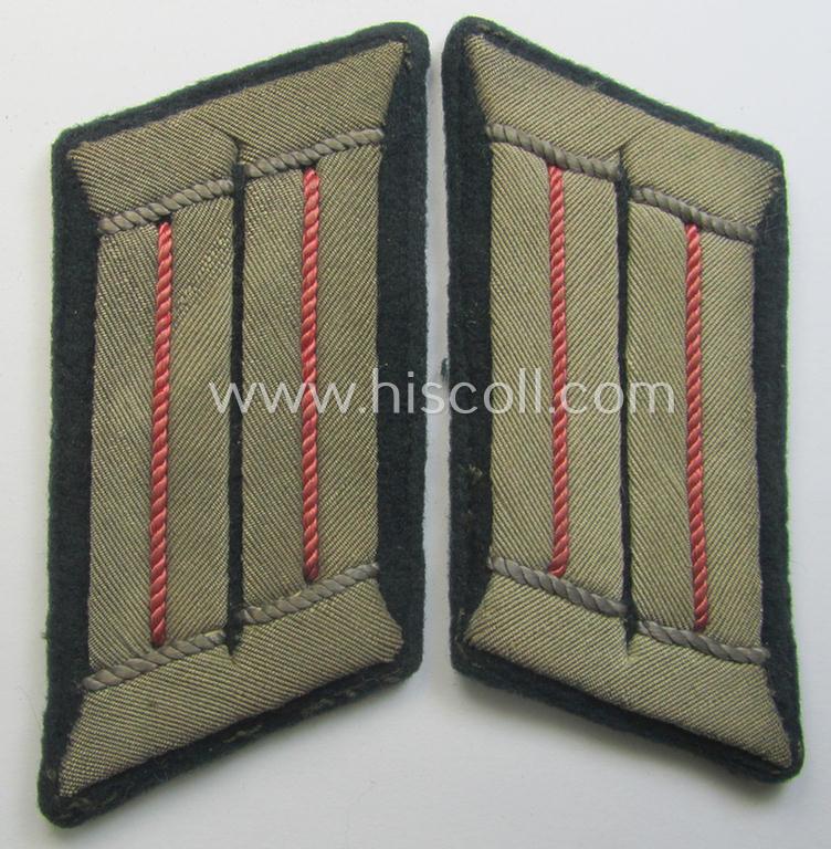 Pair of WH (Heeres) collar-tabs (ie. 'Kragenspiegel für Offiziere') as was piped in the bright-pink-coloured branchcolour as was intended for usage by an: 'Offizier der Panzer o. Pz-Jäger-Trpn.'