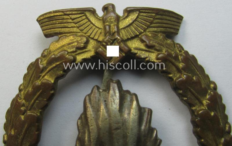 Period 'vaulted', WH (KM) 'Kriegsabzeichen für Minensuch-, U-Boot-Jagd und Sicherungs-Verbände' being a clearly maker- (ie. 'Assmann'-) marked example as executed in multi-coloured metal (ie. 'Buntmetall')