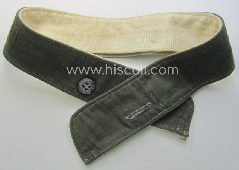WH (Heeres o. Waffen-SS) greenish-coloured- and/or 'standard-issue'-pattern so-called: 'Kragenbinde' (or: uniform inner-collar) being a regular-issued- (and size ie. maker-marked) example that comes in a moderately used- ie. worn, condition