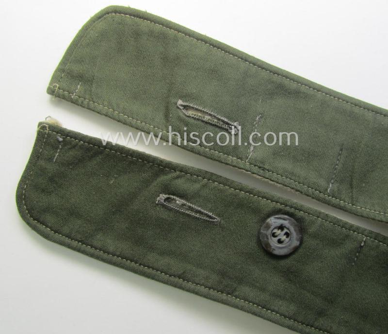 WH (Heeres o. Waffen-SS) greenish-coloured- and/or 'standard-issue'-pattern so-called: 'Kragenbinde' (or: uniform inner-collar) being a regular-issued- (and size ie. maker-marked) example that comes in a moderately used- ie. worn, condition