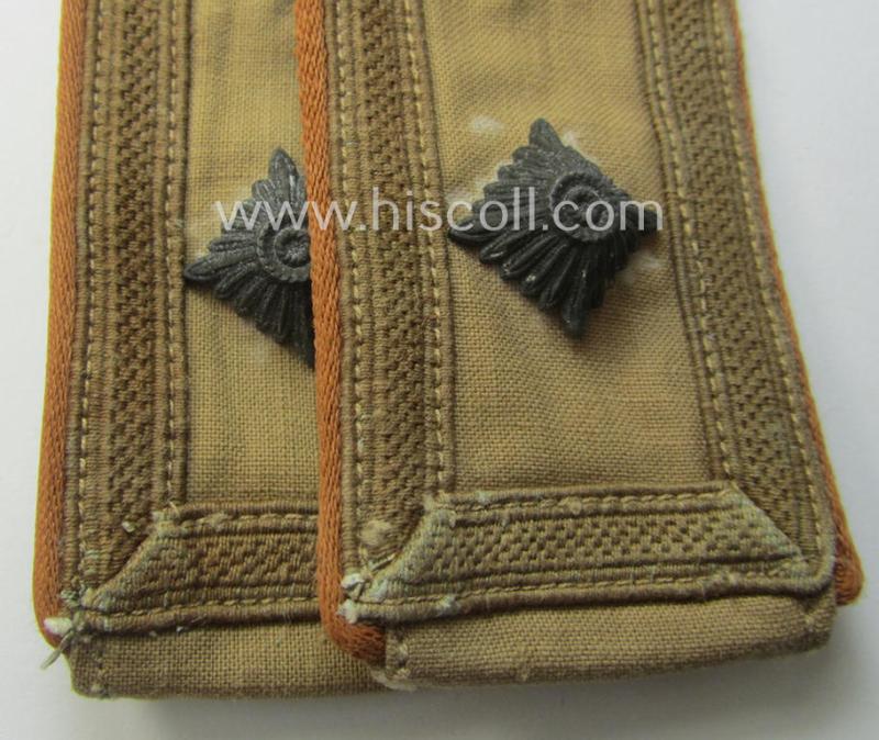 Pair of - truly used- and/or worn! - WH (Luftwaffe) 'tropical-styled' NCO-type shoulderstraps (as was specifically for usage on the tropical-shirts ie. tunics) as was intended for usage by a: 'Feldwebel der Nachrichten-Trpn.'