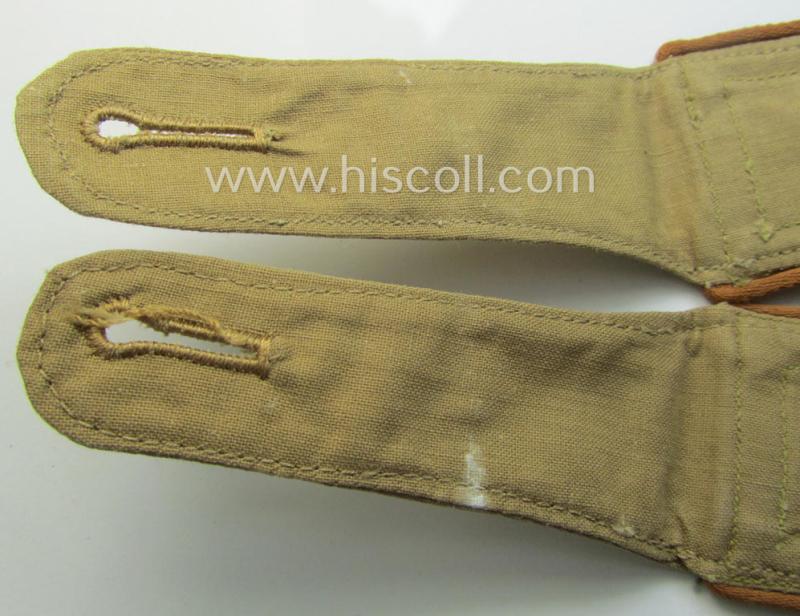 Pair of - truly used- and/or worn! - WH (Luftwaffe) 'tropical-styled' NCO-type shoulderstraps (as was specifically for usage on the tropical-shirts ie. tunics) as was intended for usage by a: 'Feldwebel der Nachrichten-Trpn.'