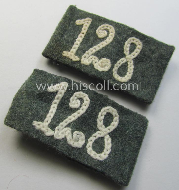 Pair of WH (Heeres) 'Infanterie'-related, 'Schulterstück-Überschuben': 'Soldat des Infanterie-Regiments 128'