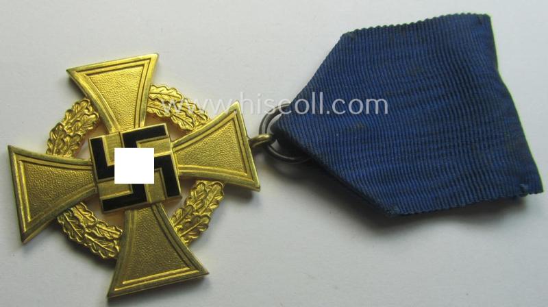 'Treuedienst Ehrenzeichen 1. Klasse' (or: golden-class, civil loyal-service-medal as was intended for 40 yrs. of loyal service) being a nicely preserved and non-marked specimen