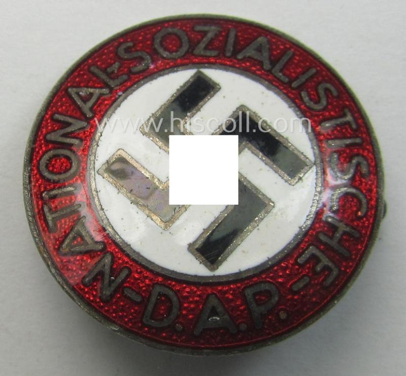 'N.S.D.A.P. - Parteiabzeichen' being an early pattern example that is totally void of a makers- (nor 'Ges.Gesch.'-patent-pending-) designation