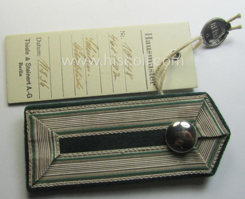 Interesting - and possible unique! - single, TR-period (ie. 1936-dated) 'Schutzenverein'-related (NCO-type) shoulderstrap being a so-called: 'Müsterstück o. Hausmuster' by the company: 'Thiele & Steinert A.G.'