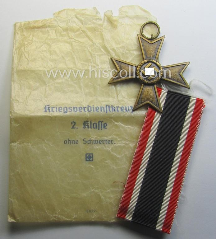 Medal-set: 'KvK 2. Klasse o. Schwn.' being a non-maker-marked (and 'Buntmetall'-based!) specimen that comes stored in its (unusually seen!) unmarked and 'Cellophan'-based pouch
