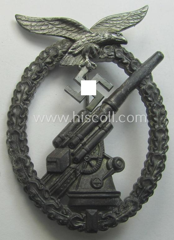 Later-war-period, 'Feinzink'-based example of a WH (Luftwaffe) 'Flakkampfabzeichen' (as was produced by a to date unknown maker)