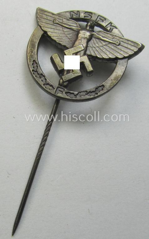 N.S.F.K.- (or: 'National Soc. Flieger Korps'-) related, sponsoring-members'-badge (ie. 'Zivilabzeichen für förderende Mitglieder') being a maker- (ie. 'M'-) marked example that is also bearing a: 'Ges.Gesch.'-designation