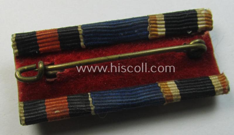 Three-pieced, WH (Luftwaffe) ribbon-bar (ie. 'Band- o. Feldspange') resp. showing the ribbons for a: 'KvKII. Kl. m. Schw.', a: WH (Luftwaffe) 'Dienstauszeichnung' (of the 4th class) and a: Czech 'Anschluss'-medal
