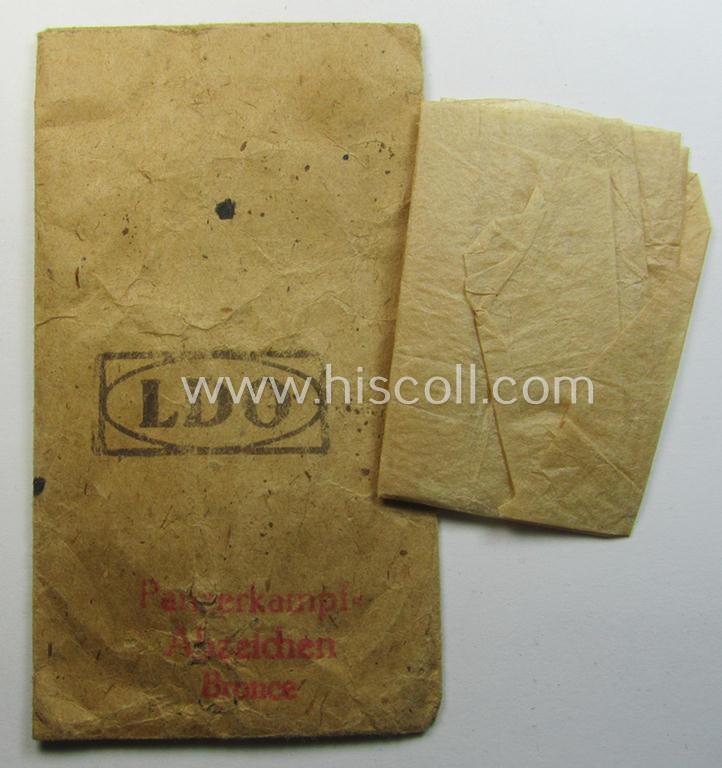 WH (Heeres- ie. Waffen-SS), typical 'Zellstoff'-based (and 'LDO'-marked!) medal-pouch as was intended for a: 'Panzerkampf-Abzeichen in Bronce' (or: bronze-class PAB)