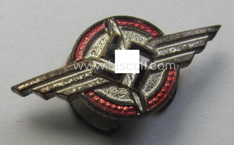 Luxuriously-styled, so-called: DLV (ie. 'Deutscher Luftsport Verband') miniature membership lapel-pin (ie. 'Mitgliedsabzeichen für den Zivilanzug') being a neatly maker- (ie. 'W. Deumer'-) marked example
