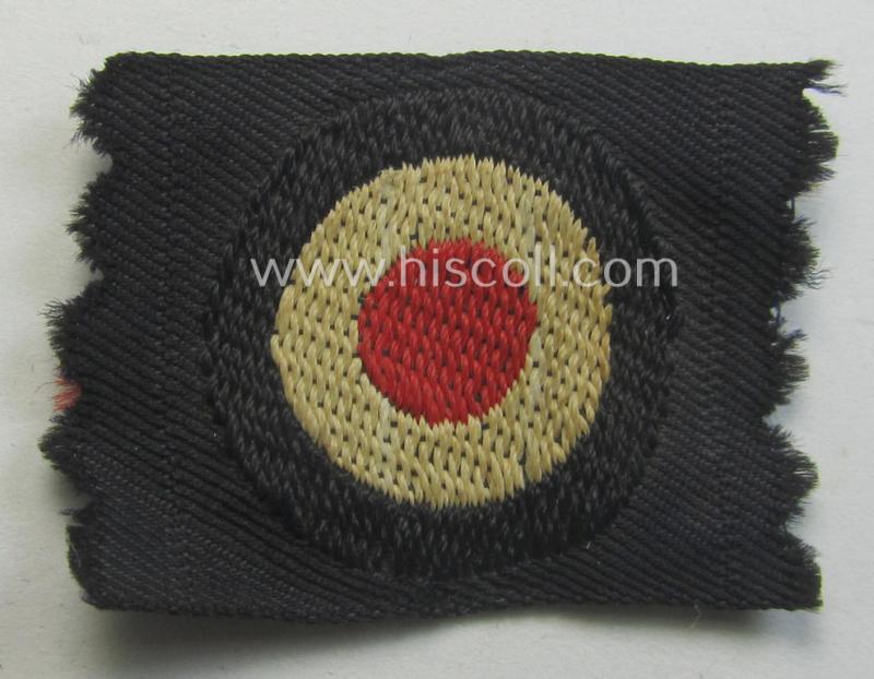 WH (Heeres ie. 'Panzer') 'standard-issue'-pattern side-cap-cocarde (ie. 'Kokarde für Panzer-Schiffchen') as executed in: 'BeVo'-weave pattern