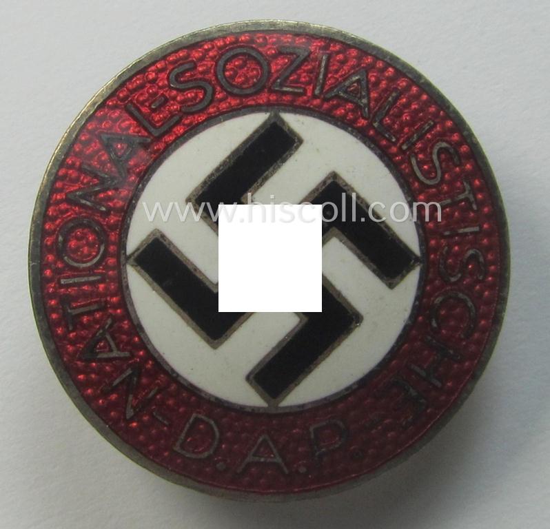 'N.S.D.A.P.'-membership-pin- ie. party-badge (or: 'Parteiabzeichen') which is maker-marked on its back with the makers'-designation: 'RzM' and/or: 'M1/34'
