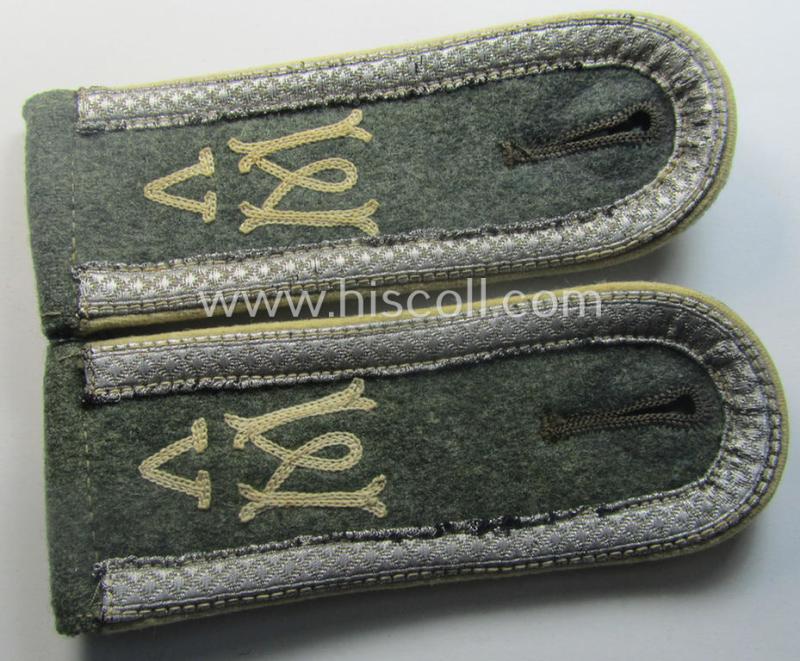Pair of early- (ie. mid-) war-period WH (Heeres), 'M40'-pattern (rounded-styled and neatly 'cyphered') NCO-type shoulderstraps as was intended for an: 'Uffz. des Wehr-Ersatzdienstelle im Wehrkreises V'