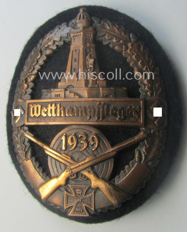 Reddish-bronze-toned (and I deem 'Cupal'-based!) 'Kyfhäuserbund Schiessauszeichnung' depicting the 'Kyfhäuser'-monument and text: 'Wettkampfsieger 1939'