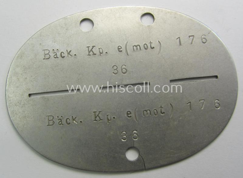 WH (Heeres) ie. 'Bäckerei'-related ID-disc: 'Bäck.Kp.e(mot) 176'