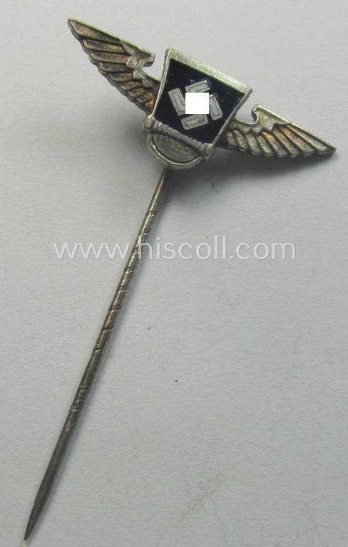 Membership-lapel-pin as was intended to signify (reservist) membership within the: 'Sturmabteilungen der N.S.D.A.P. - Reserve II' ie. 'SAR') being a maker-marked example that bears a: 'Ges.Gesch.'-patent-pending-designation on its back