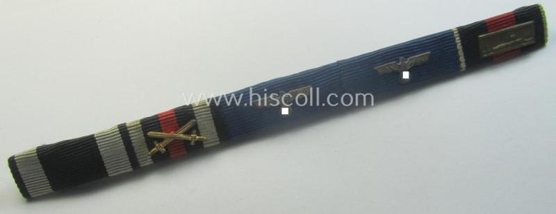 5-pieced ribbon-bar (ie. 'Feld- o. Bandspange') showing an: 'EKII. Kl.', a: 'KvK II.Kl. m. S., a: 'FKK m. S.', 2 WH 'DA' and a: Czech 'Anschluss'-medal with detailed 'PB-Spange'