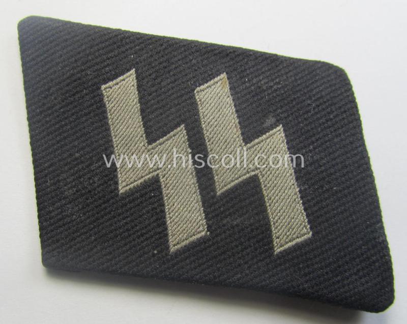 Waffen-SS - so-called: 'BeVo'-woven, enlisted-mens'- (ie. NCO-) type so-called: 'runes'-collar-tab as was intended for usage by the soldiers (ie. NCOs) of the Waffen-SS throughout the war