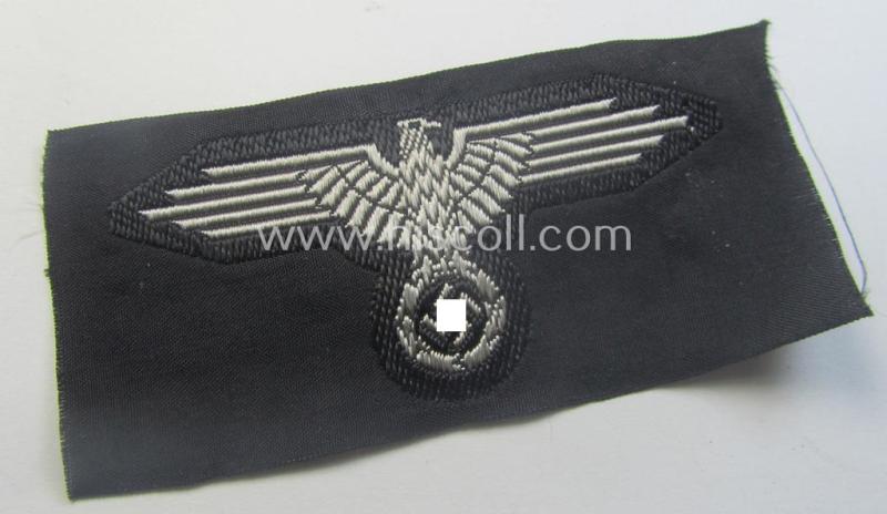 Mid- (ie. later-) war-pattern 'Waffen-SS'-type so-called: 'BeVo'-pattern, EM- (ie. NCO-) type side-cap eagle that comes in a never used- (ie. unconfectioned and 'virtually mint- ie. unissued'-), condition
