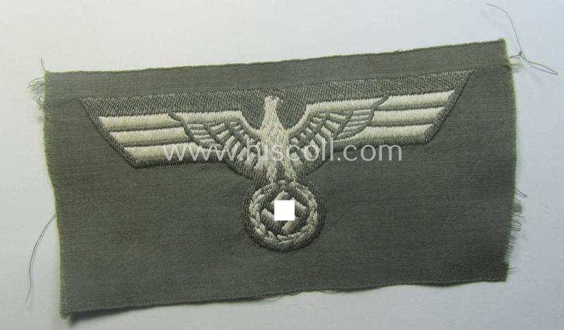WH (Heeres) early- (ie. pre)-war-period- and/or greyish-white-coloured breast-eagle of the so-called: 'M35-pattern' (ie. 'Brustadler für Mannschaften u. Uffz.') as was executed in the neat 'BeVo'-weave pattern