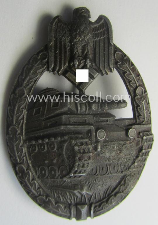 'Panzerkampfabz. in Bronze' (or: bronze-class panzer assault-badge or PAB) being a zinc- (ie. 'Feinzink'-) version (having a so-called: 'horizontal'-catch-set-up) as was procuced by the: 'Steinhauer u. Lück' (ie. 'S.& L.') company