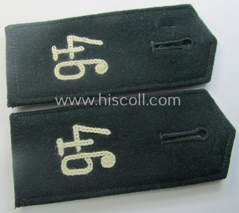 Pair of WH (Heeres), early- (ie. pre-) war-period, 'M36- o. M40'-pattern (pointed-styled- and 'cyphered') so-called: EM-type shoulderstraps: 'Soldat des Infanterie-Rgts. 46'