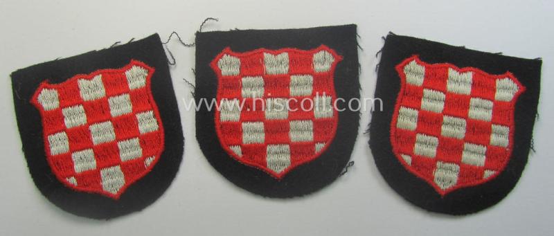 Croatian, Waffen-SS 'volunteer' arm-shield as was specifically intended for usage by soldiers of the: '13. Waffen-Gebirgs-Division der SS' (ie. 'Handschar') that comes in a 'virtually mint- ie. unissued', condition