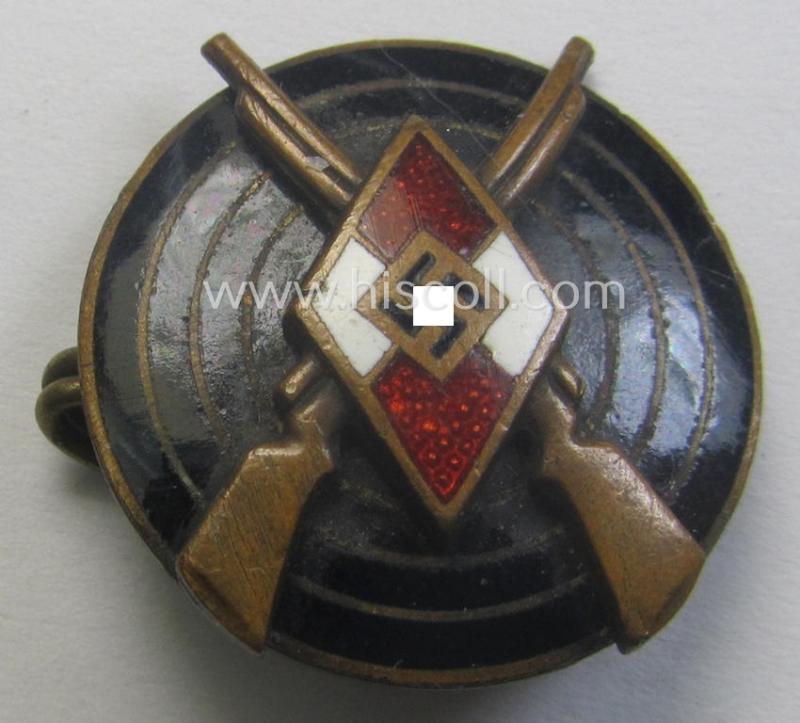 HJ ('Hitlerjugend') so-called: 'HJ-Schiessauszeichnung' (or: HJ shooting- ie. marksmans'-badge) being a nicely maker- (ie. 'RzM - M1/25'-) marked example