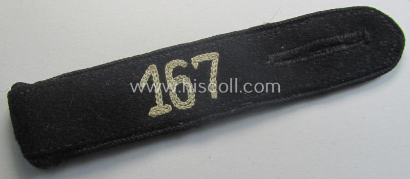 Single, black-piped so-called: 'DJ- o. Deutsches Jungvolk' shoulderstrap as was intended for usage by a: 'DJ-Mitglied' who served within the: 'Bann 167' (167 = 'Fulda')