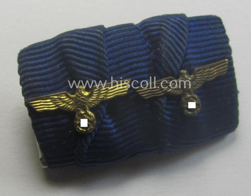 Two-pieced ribbon-bar (ie. 'Feld- o. Bandspange') showing resp. two: WH (Heeres) 'Dienst-Auszeichnungen' (both having a silver- ie. golden-toned eagle-device attached)