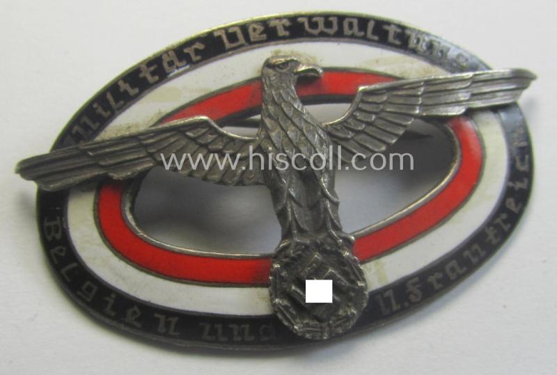 Attractive - and scarcely encountered! - WH (Heeres: 'Dienstbrosche für Zivilangehörige der Militär Verwaltung Belgien und Nordfrankreich' (being a smaller-sized example bearing the unique serial-number: '4049')