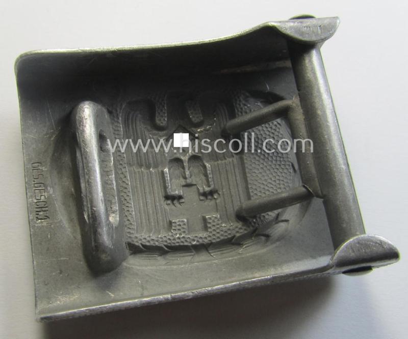 Aluminium-based, so-called: DRK (ie. 'Deutsches Rotes Kreuz'), enlisted-mens'- (ie. NCO-) type belt-buckle being a clearly maker- (ie. 'Ges.Gesch. 1'-) marked example
