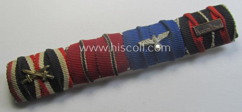 4-pieced, WWII- (ie. TR-) period ribbon-bar (ie. 'Feld- o. Bandspange') showing various WWII-period awards (amongst which a Czech 'Anschluss'-medal with attached detailed 'PB'-bar)