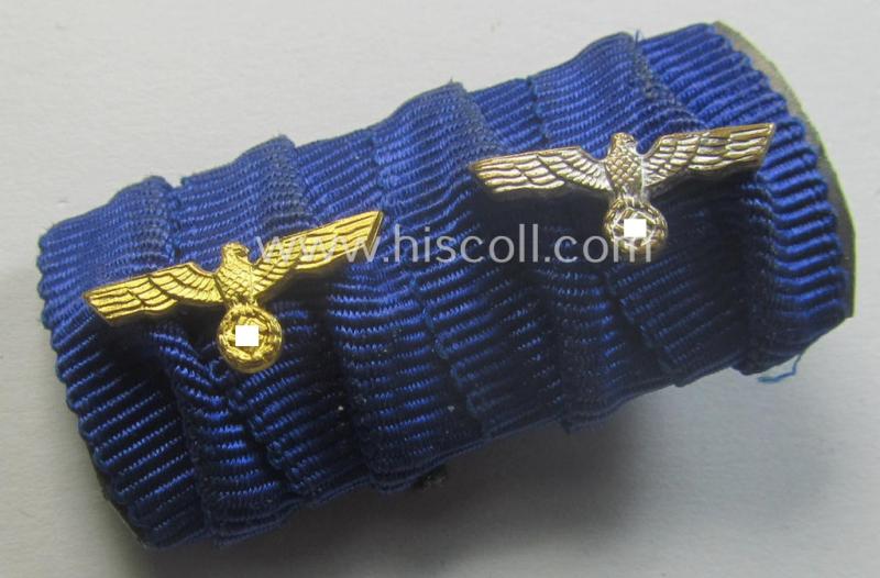 Two-pieced ribbon-bar (ie. 'Feld- o. Bandspange') showing resp. two: WH (Heeres) 'Dienst-Auszeichnungen' (both having a silver- ie. golden-toned eagle-device attached)