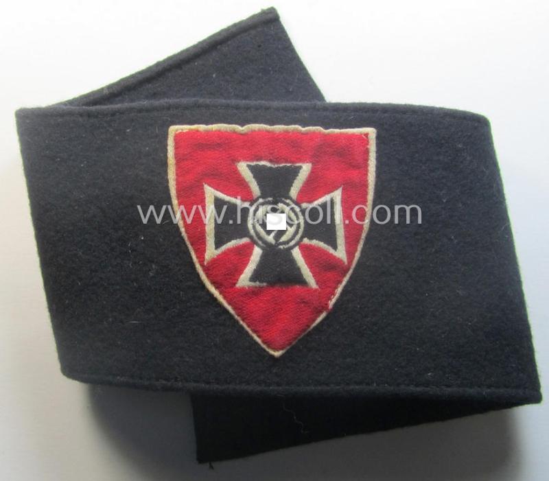 'Nationalsozialistischer Kriegsopferversorsung'- (ie. 'N.S.K.O.V.'-) related smooth-woolen-based armband (ie. 'Armbinde') showing a typically centered- and/or 'BeVo'-woven patch period-attached