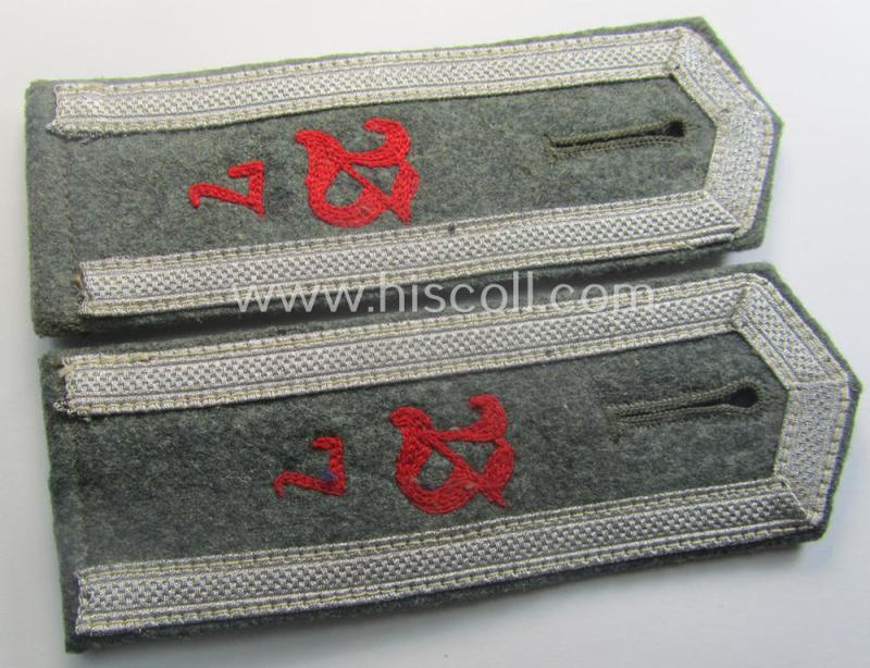 Pair of early- (ie. pre-) war-period, WH (Heeres) 'M36'- (ie. 'M40'-) pattern 'cyphered' (pointed-styled!) NCO-type shoulderstraps as intended for an: 'Uffz. u. Mitglied des Art.-Beo.-Abts. 7'