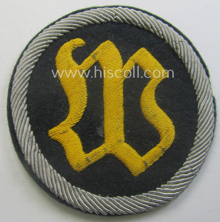 WH (Heeres) hand-embroidered trade- and/or special-career arm-insignia: 'geprüfter Wallmeister' (or: fortification-construction-staff-member ie. NCO having at least one-years experience in this function)