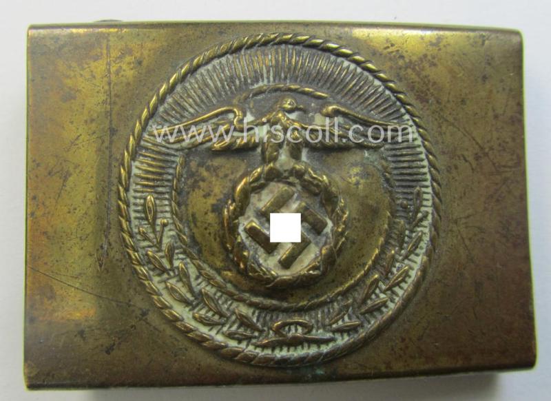 Smaller-sized- (and I deem pre-war-period!) so-called: SA (ie. 'Sturmabteilungen') copper- (ie. 'brass'-) based 'miniature- belt-buckle that comes in a moderately used- ie. worn, condtion