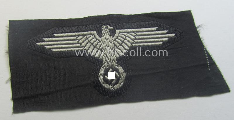 Mid- (ie. later-) war-pattern 'Waffen-SS'-type so-called: 'BeVo'-pattern, EM- (ie. NCO-) type side-cap eagle that comes in a never used- (ie. unconfectioned and 'virtually mint- ie. unissued'-), condition