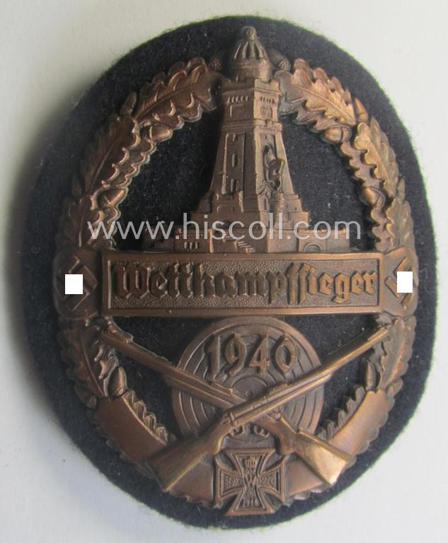 Bronze-toned (and I deem 'Cupal'-based!) 'Kyfhäuserbund Schiessauszeichnung' depicting the 'Kyfhäuser'-monument and text: 'Wettkampfsieger 1940'