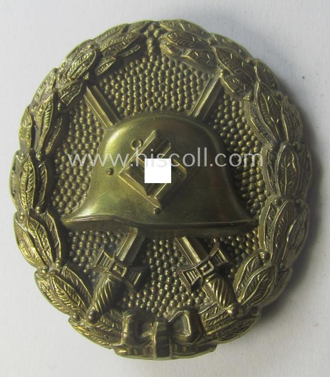 Luxuriously-styled, early-pattern silver-class wound-badge (ie.: 'Verwundeten Abzeichen in Silber') being a detailed so-called: 'Spanish Civil-War'-version that comes in a just moderately used- and/or worn, condition