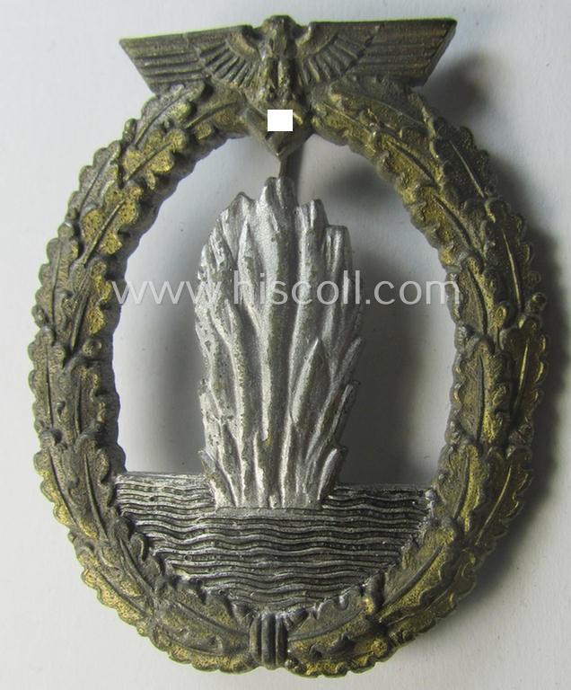 WH (KM) 'Kriegsabzeichen für Minensuch-, U-Boot-Jagd und Sicherungs-Verbände' (being a non-maker-marked, 'Feinzink'-based example as was I deem produced by the: 'Adolf Scholze'-company)