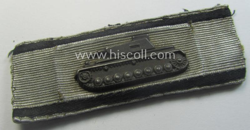 Truly used- and/or worn so-called: 'Sonderabzeichen für das Niederkämpfen von Panzerkampfwagen usw. durch Einzelkämpfer in Silber' (ie. tank-destruction badge)